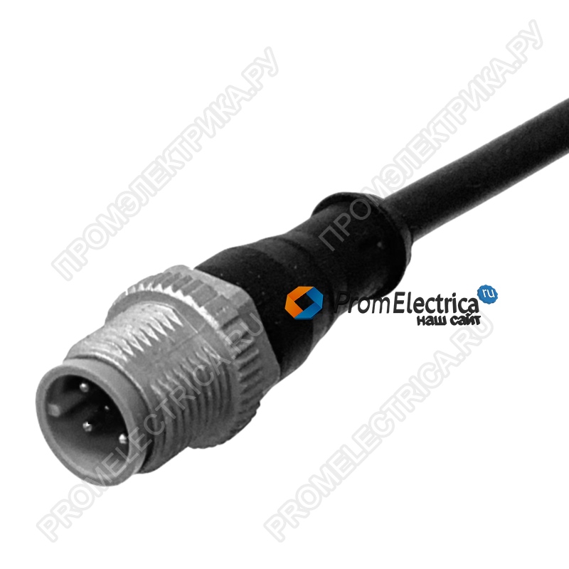 Кабель 2 м с прямым разъёмом, М12, штекерный, постоянный ток, 3,4,5 проводов