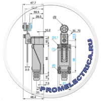 XCE145 Концевой выключатель с регулируемым роликом, IP65, NO+NC, 240V, АНАЛОГ SZL-VL-B Honeywell