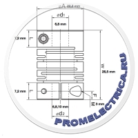 SRB19 Муфты разрезные 19х23 мм вал: Ø 4, 5, 6, 6.35, 8 mm