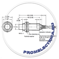 E2E2-X14MD2 Двухпроводные индуктивные датчики приближения M18, дист 14 мм, NС, двухпроводной кабель 2м