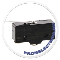Z-15GL55-B Выключатель концевой: пластинчатая пружина (большое рабочее усилие (OF)), ход 0.5мм, SPDT 15A 250V AC, IP62 (клеммы IP00), с винтовыми клеммами